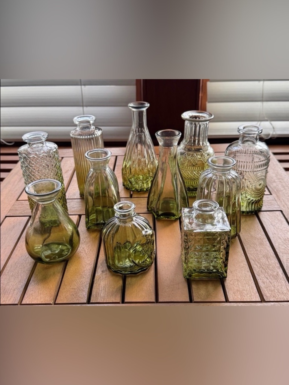 Assorted Green Glass Bud Vases - Decorative Set